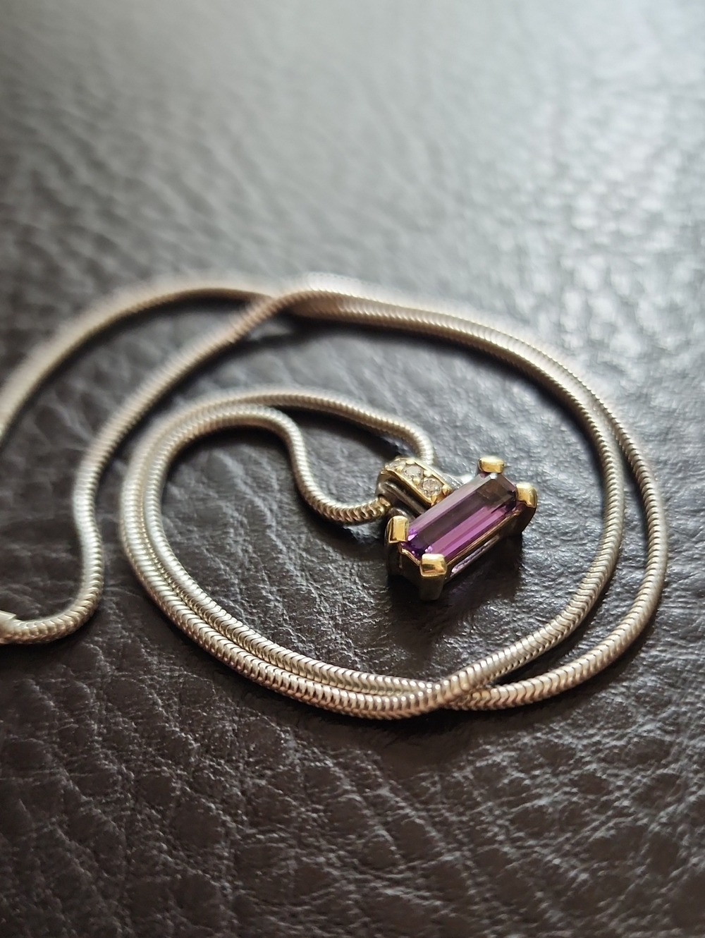 LAGOS Sterling Silver & 18K Necklace with Purple Emerald-Cut Pendant